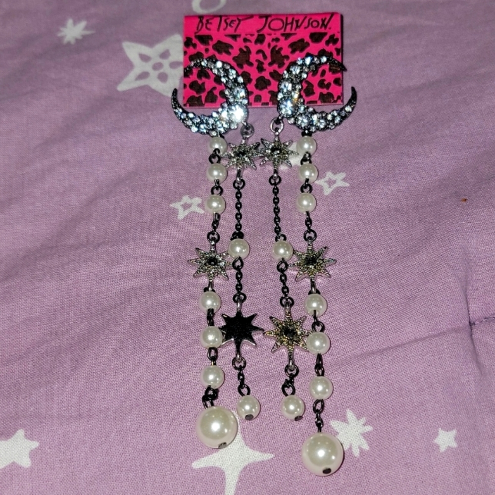 Moon And Star Dangle Earrings